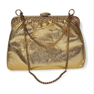 Vintage Metallic gold frame clutch